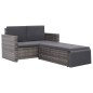 2 pcs conjunto lounge de jardim c/ almofadões vime PE cinzento