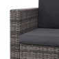 2 pcs conjunto lounge de jardim c/ almofadões vime PE cinzento