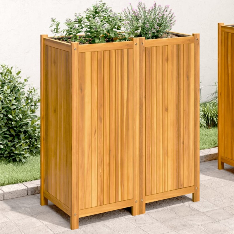 Vaso/floreira de jardim com forro 84x42x100 cm acácia maciça-Vasos e floreiras-Home Retail