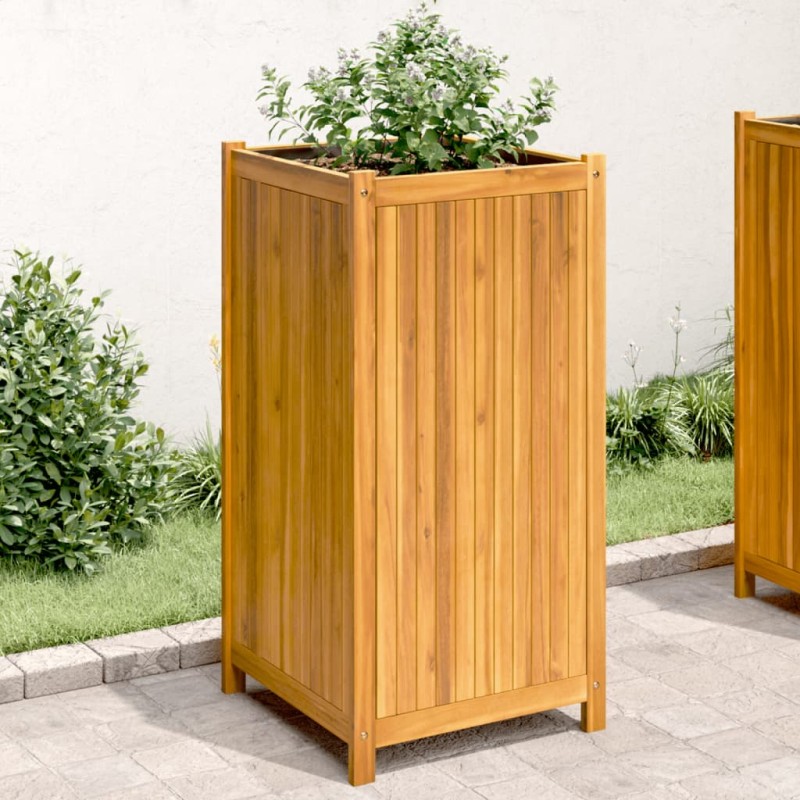 Vaso/floreira de jardim com forro 50x50x100 cm acácia maciça-Vasos e floreiras-Home Retail