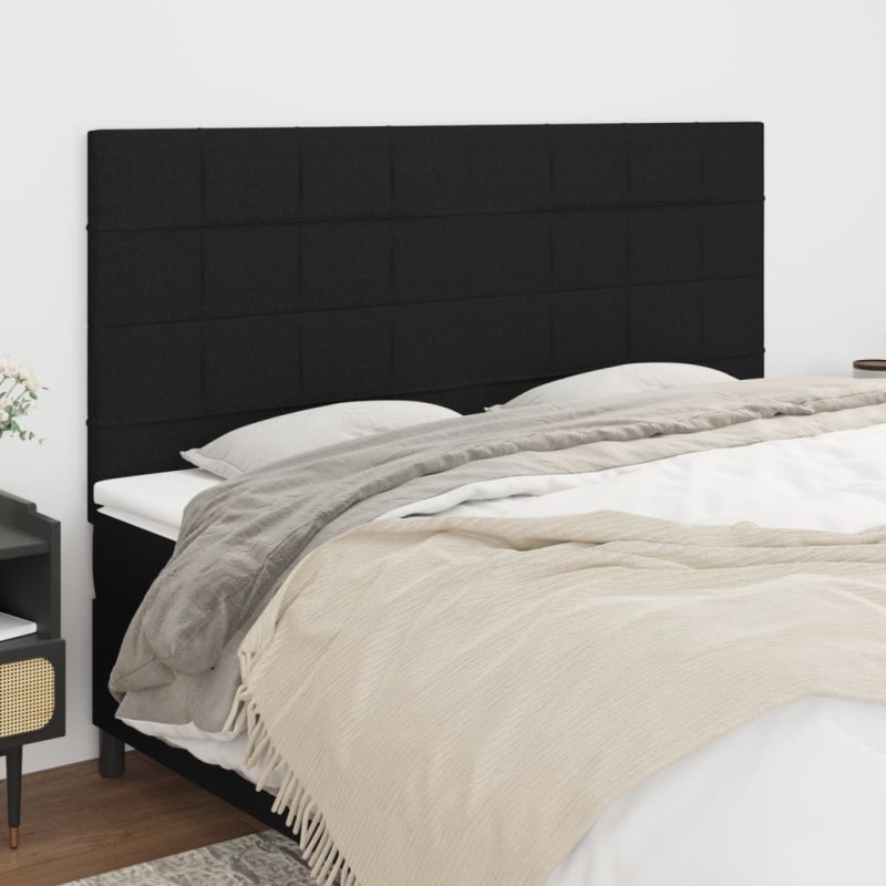 Cabeceira de cama 4 pcs tecido 80x5x78/88 cm preto-Cabeceiras e estribos de camas-Home Retail