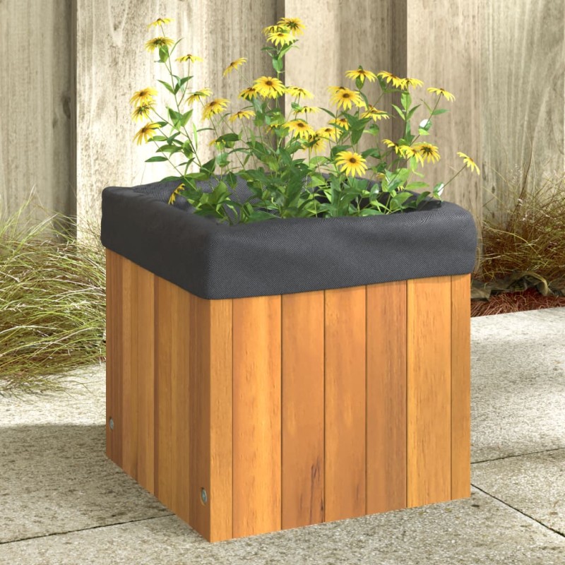 Vaso/floreira de jardim 25x25x25 cm madeira de acácia maciça-Vasos e floreiras-Home Retail