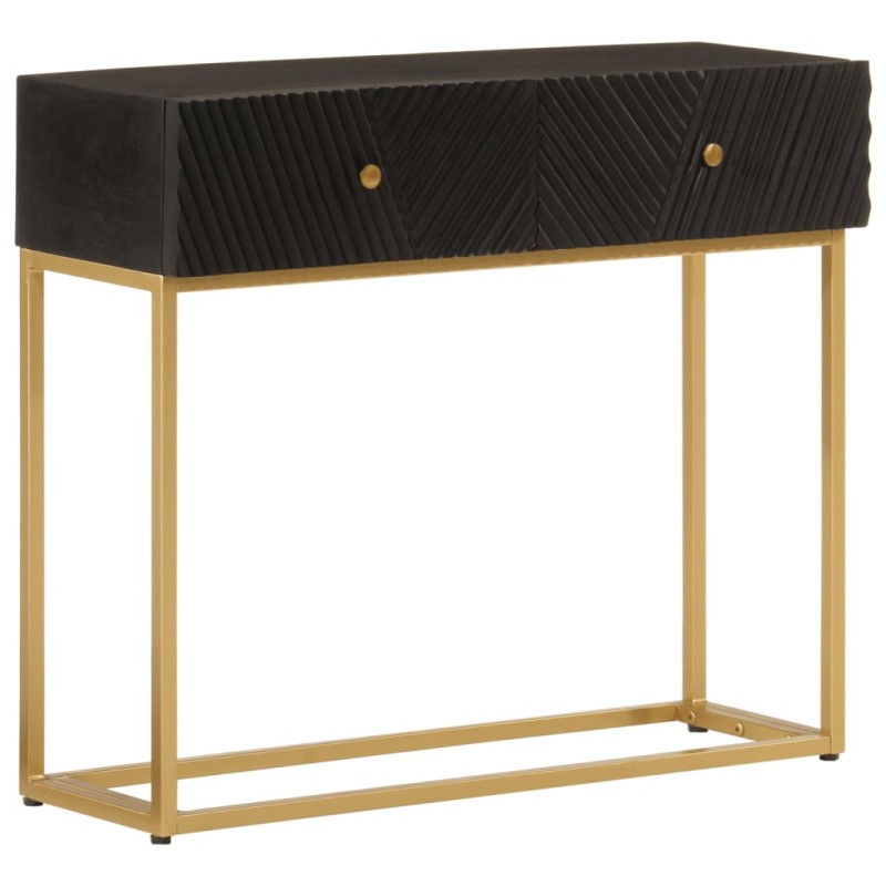 Mesa consola 90x30x76 cm mangueira maciça e ferro preto-Mesas de apoio-Home Retail