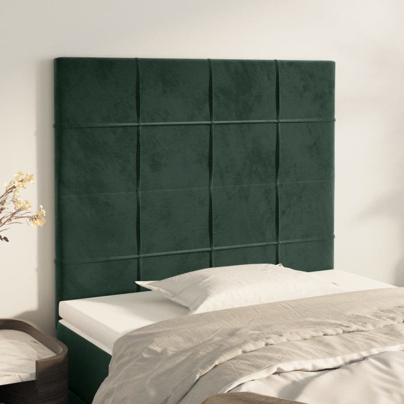 Cabeceira de cama 2 pcs veludo 100x5x78/88 cm verde-escuro-Cabeceiras e estribos de camas-Home Retail