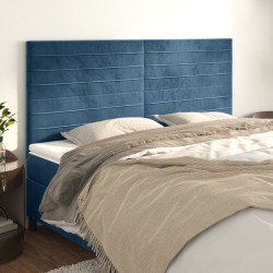 Cabeceira de cama 4 pcs veludo 90x5x78/88 cm azul-escuro