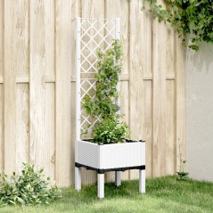 Vaso/floreira de jardim c/ treliça 40x40x142 cm PP branco