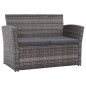 4 pcs conjunto lounge de jardim c/ almofadões vime PE cinzento