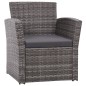 4 pcs conjunto lounge de jardim c/ almofadões vime PE cinzento