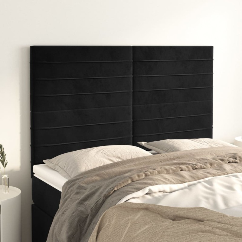 Cabeceira de cama 4 pcs veludo 72x5x78/88 cm preto-Cabeceiras e estribos de camas-Home Retail