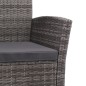 4 pcs conjunto lounge de jardim c/ almofadões vime PE cinzento