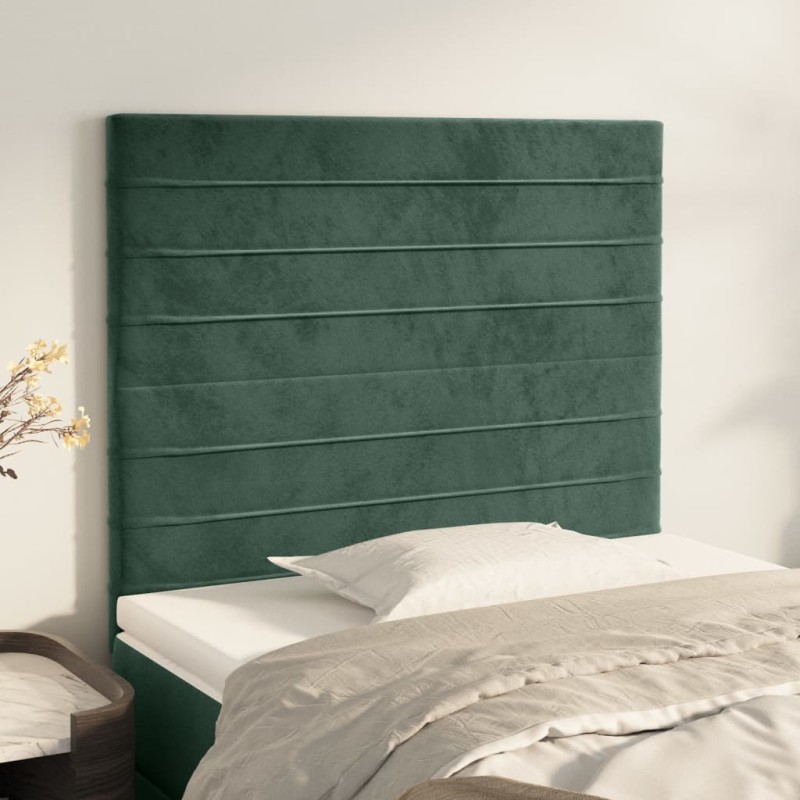 Cabeceira de cama 2 pcs veludo 100x5x78/88 cm verde-escuro-Cabeceiras e estribos de camas-Home Retail