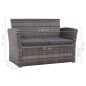 4 pcs conjunto lounge de jardim c/ almofadões vime PE cinzento