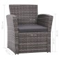 4 pcs conjunto lounge de jardim c/ almofadões vime PE cinzento