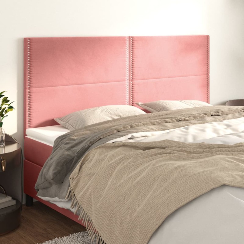 Cabeceira de cama 4 pcs veludo 80x5x78/88 cm rosa-Cabeceiras e estribos de camas-Home Retail