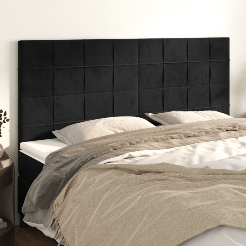 Cabeceira de cama 4 pcs veludo 90x5x78/88 cm preto-Cabeceiras e estribos de camas-Home Retail