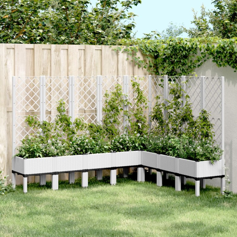 Vaso/floreira jardim c/ treliça 200x160x142 cm PP branco-Vasos e floreiras-Home Retail