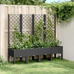 Vaso/floreira de jardim c/ treliça 160x40x142 cm PP preto