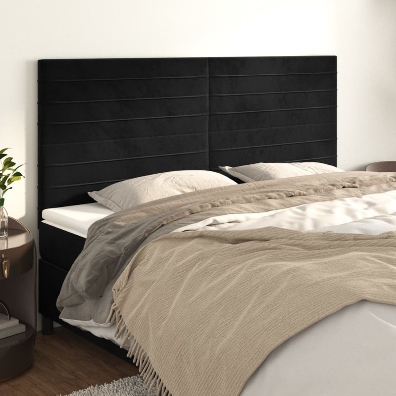 Cabeceira de cama 4 pcs veludo 90x5x78/88 cm preto-Cabeceiras e estribos de camas-Home Retail