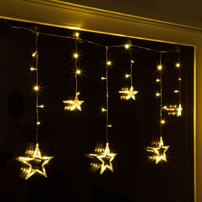 HI Cordão/cortina de iluminação com estrelas e 63 luzes LED Fairy-Luzes de Natal-Home Retail