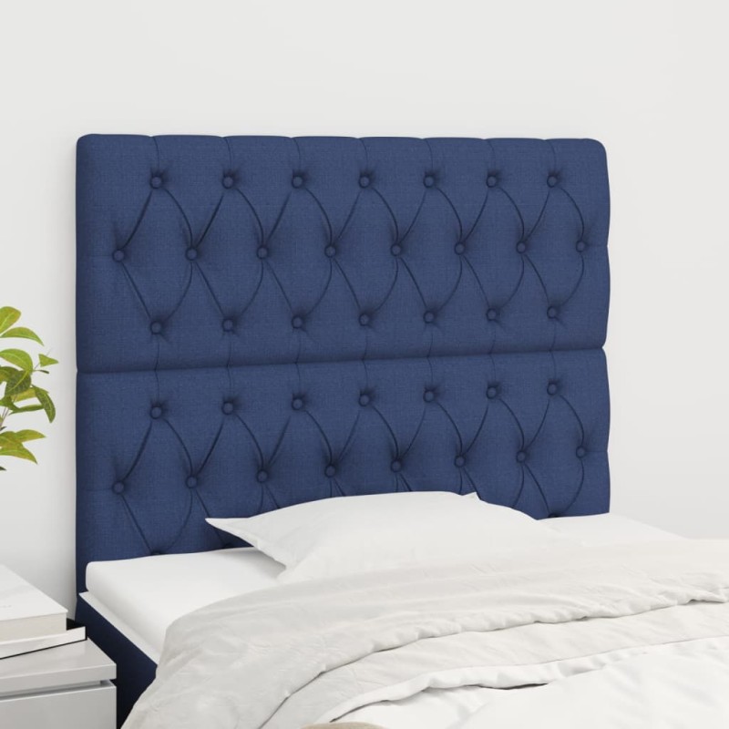 Cabeceira de cama 2 pcs tecido 100x7x78/88 cm azul-Cabeceiras e estribos de camas-Home Retail