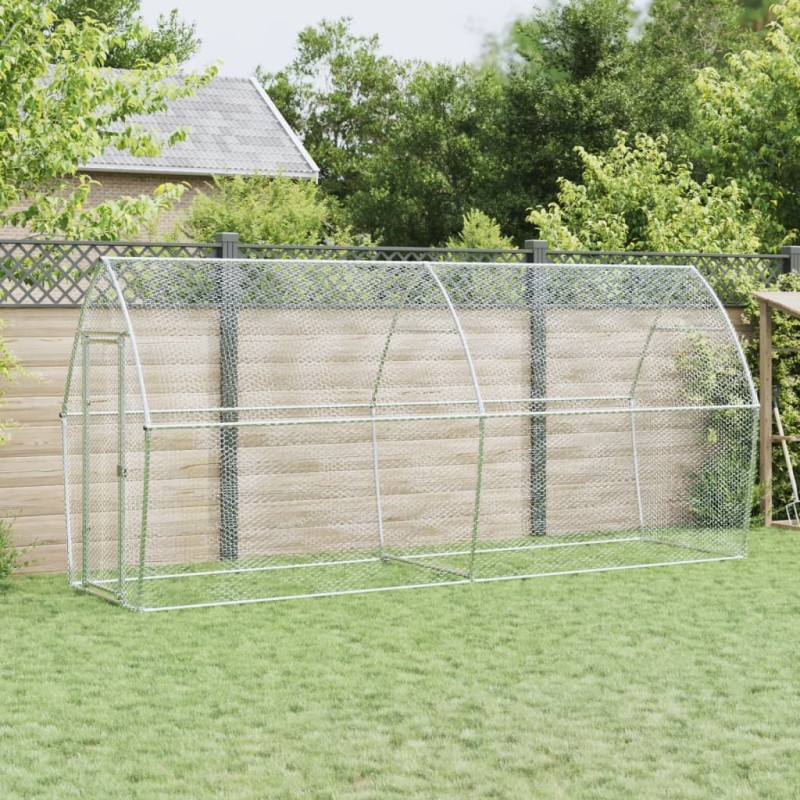 Galinheiro 400x105x182 cm aço galvanizado prateado-Casotas e gaiolas para animais pequenos-Home Retail