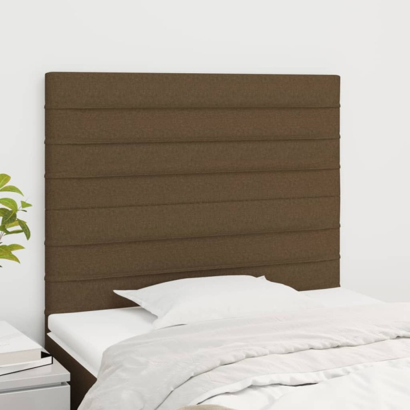 Cabeceira de cama 2 pcs tecido 100x5x78/88 cm castanho -escuro-Cabeceiras e estribos de camas-Home Retail