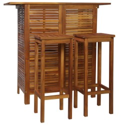 Conjunto mesa e cadeiras de bar 3 pcs madeira de acácia maciça