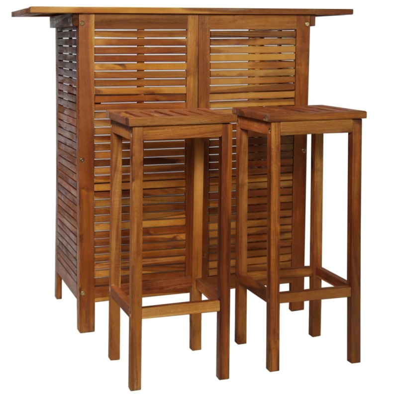 Conjunto mesa e cadeiras de bar 3 pcs madeira de acácia maciça-Conjuntos de jardim-Home Retail