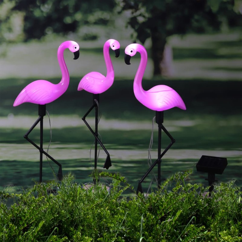 HI Iluminação LED solar de jardim estaca flamingo 3 pcs-Iluminação de exterior-Home Retail