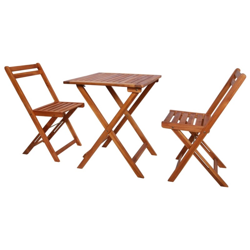 3 pcs conjunto bistrô dobrável madeira de acácia maciça-Conjuntos de jardim-Home Retail