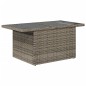 Mesa de jardim com tampo de vidro 100x55x73 cm vime PE cinza