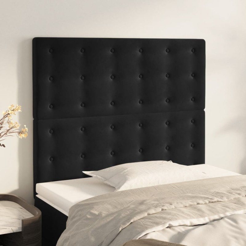 Cabeceira de cama 2 pcs veludo 100x5x78/88 cm preto-Cabeceiras e estribos de camas-Home Retail