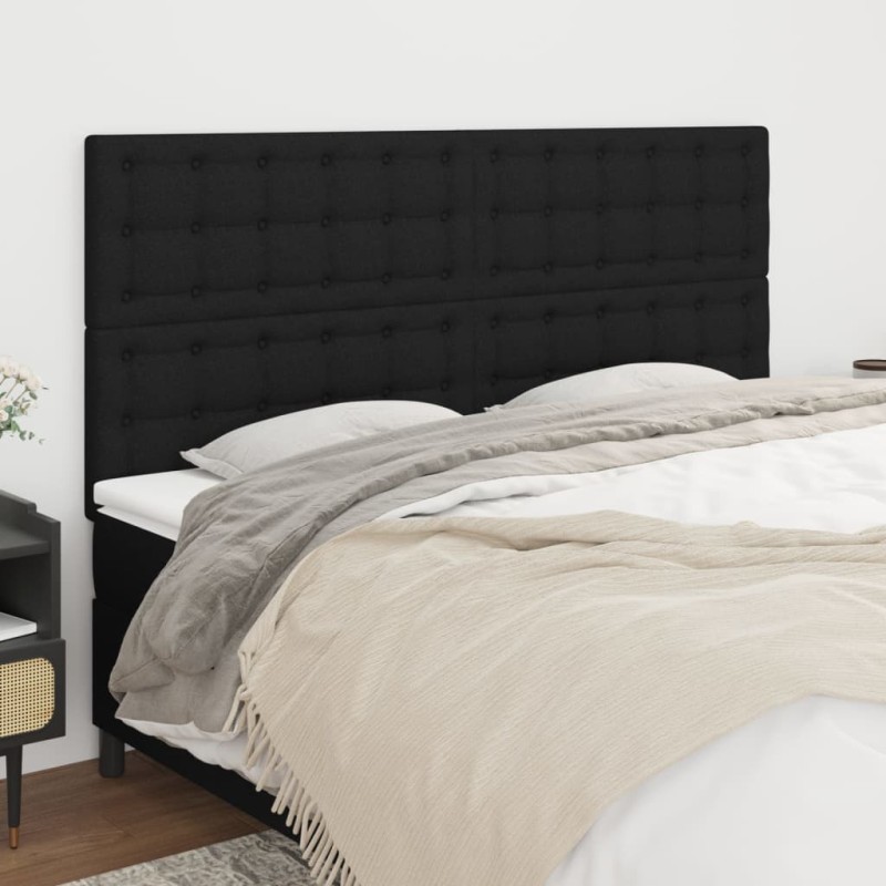 Cabeceira de cama 4 pcs tecido 90x5x78/88 cm preto-Cabeceiras e estribos de camas-Home Retail