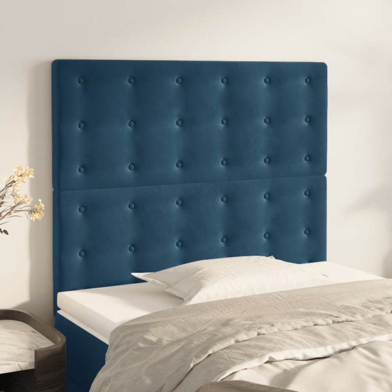 Cabeceira de cama 2 pcs veludo 100x5x78/88 cm azul-escuro-Cabeceiras e estribos de camas-Home Retail