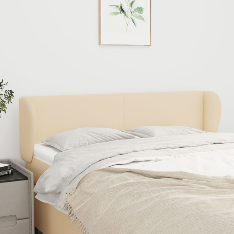 Cabeceira de cama c/ abas tecido 147x23x78/88 cm creme-Cabeceiras e estribos de camas-Home Retail