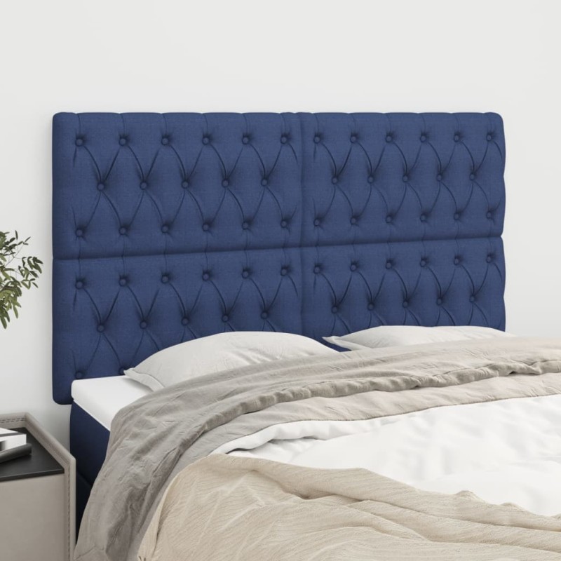 Cabeceira de cama 4 pcs tecido 72x7x78/88 cm azul-Cabeceiras e estribos de camas-Home Retail