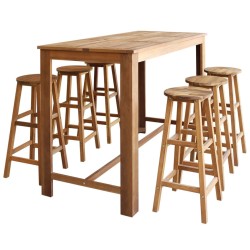 Conjunto mesa e bancos de bar 7 pcs madeira de acácia maciça