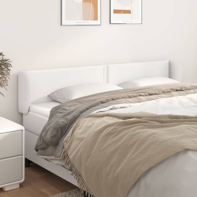 Cabeceira de cama c/ abas couro artificial203x23x78/88cm branco-Cabeceiras e estribos de camas-Home Retail