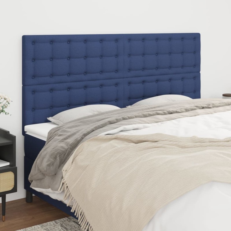 Cabeceira de cama 4 pcs tecido 100x5x78/88 cm azul-Cabeceiras e estribos de camas-Home Retail