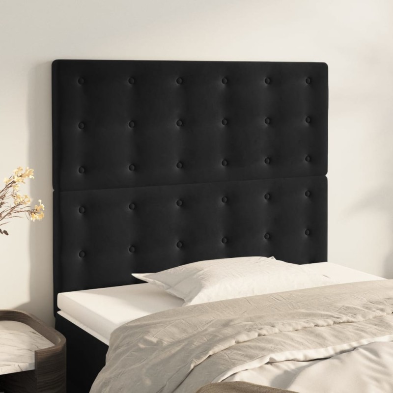 Cabeceira de cama 2 pcs veludo 90x5x78/88 cm preto-Cabeceiras e estribos de camas-Home Retail