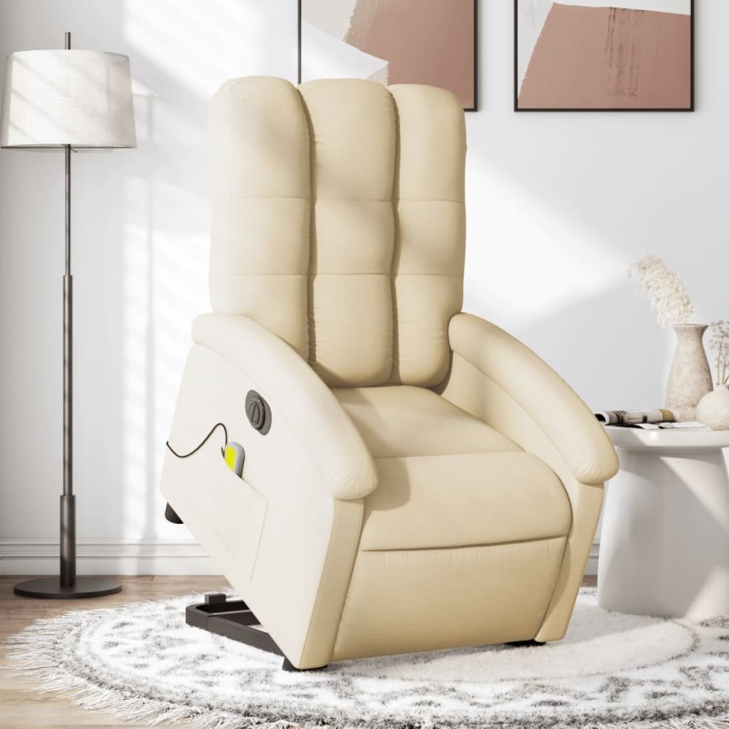 Poltrona elétrica elevatória massagens tecido creme-Poltronas-Home Retail