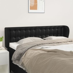 Cabeceira cama abas couro artificial 147x23x78/88 cm preto