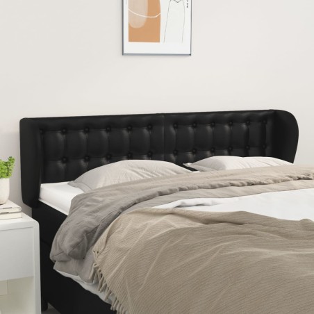 Cabeceira cama abas couro artificial 147x23x78/88 cm preto