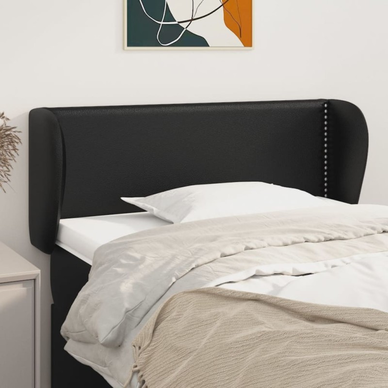 Cabeceira de cama c/ abas couro artificial 93x23x78/88 cm preto-Cabeceiras e estribos de camas-Home Retail