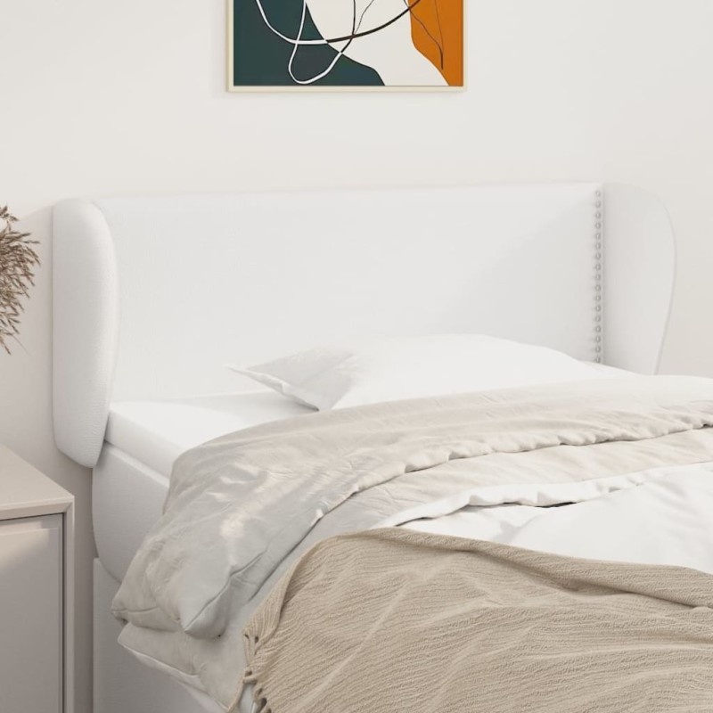 Cabeceira de cama c/ abas couro artificial 83x23x78/88cm branco-Cabeceiras e estribos de camas-Home Retail