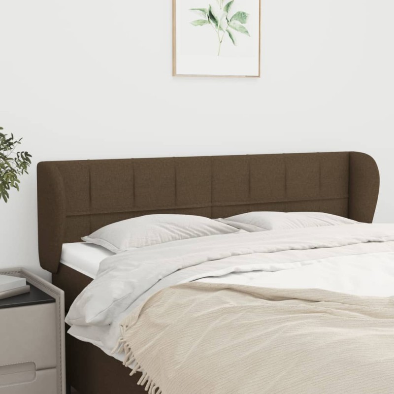 Cabeceira de cama c/ abas tecido 147x23x78/88cm castanho-escuro-Cabeceiras e estribos de camas-Home Retail