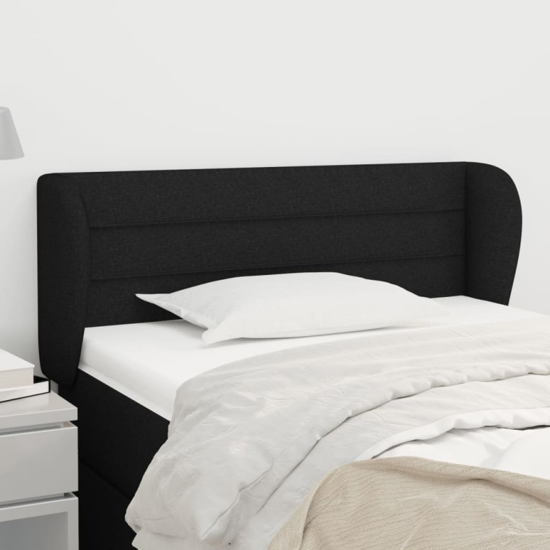 Cabeceira de cama c/ abas tecido 103x23x78/88 cm preto-Cabeceiras e estribos de camas-Home Retail