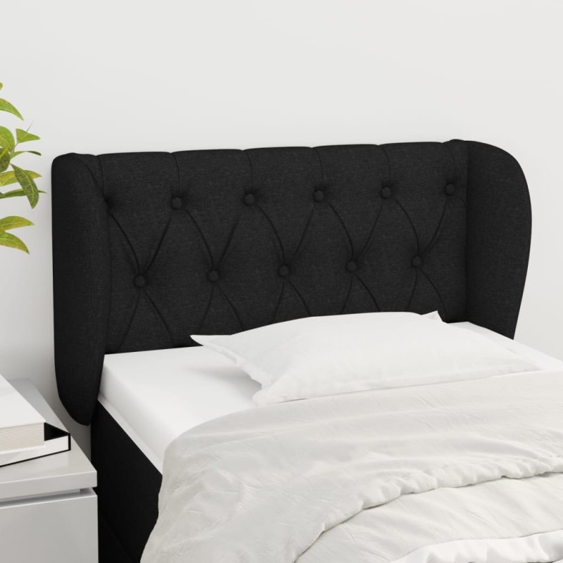 Cabeceira de cama c/ abas tecido 83x23x78/88 cm preto-Cabeceiras e estribos de camas-Home Retail