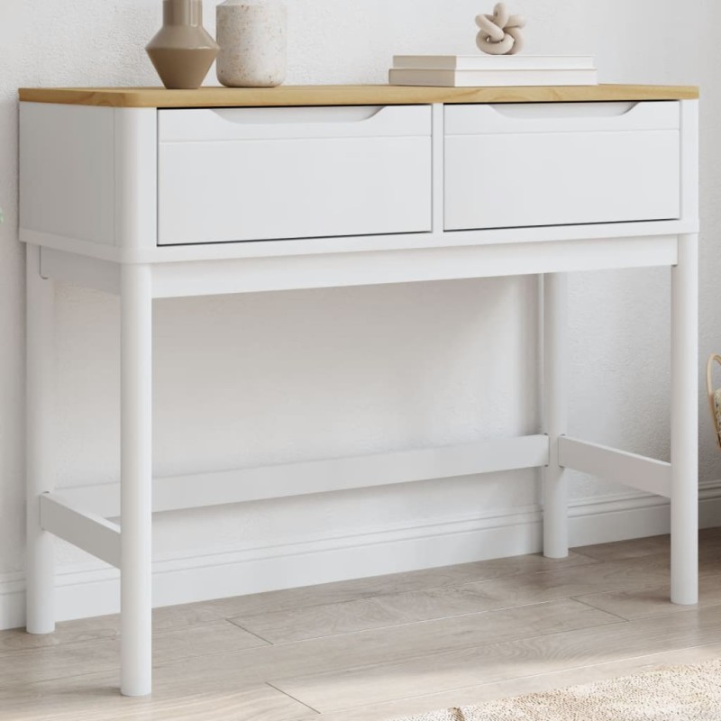 Mesa consola FLORO 89,5x36,5x73 cm pinho maciço branco-Mesas de apoio-Home Retail