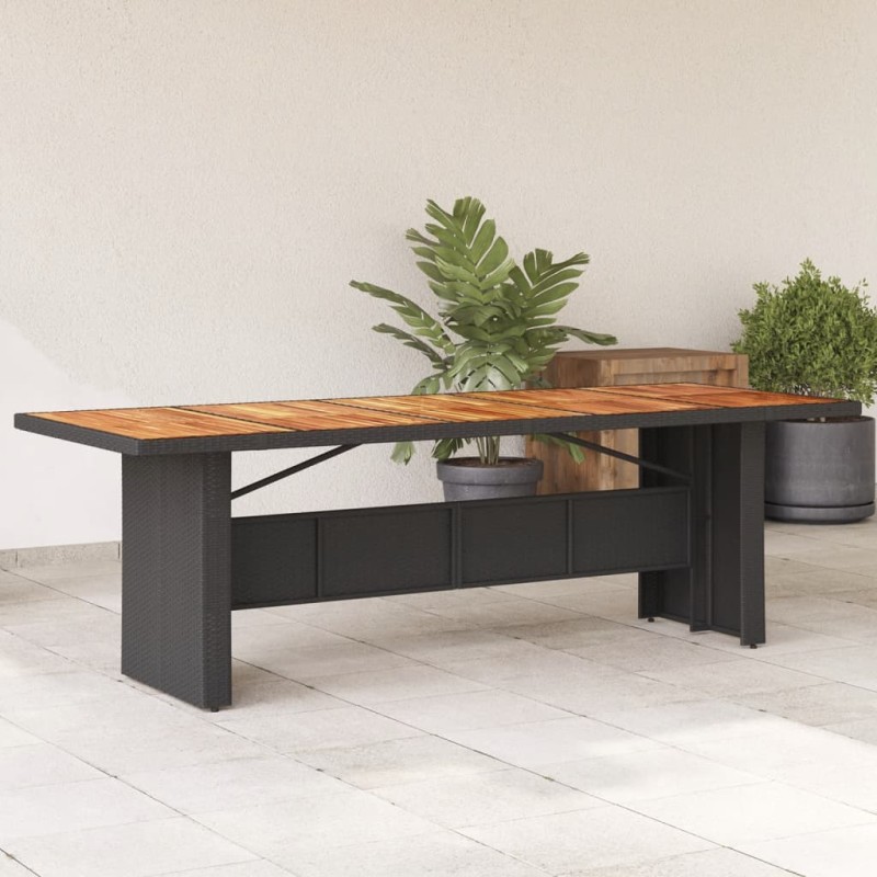 Mesa de jardim com tampo de madeira de acácia vime PE preto-Mesas de jardim-Home Retail